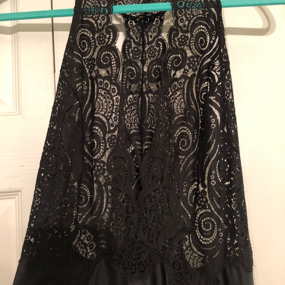 Black vintage lace and silk dress - Picture 2 of 2